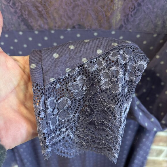 Venus Women's Nightgown Sz XL Purple Poke A Dot Lace - Picture 4 of 6